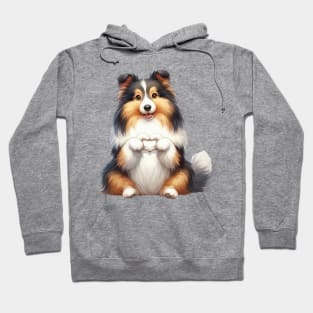 Valentine Shetland Sheepdog Giving Heart Hand Sign Hoodie